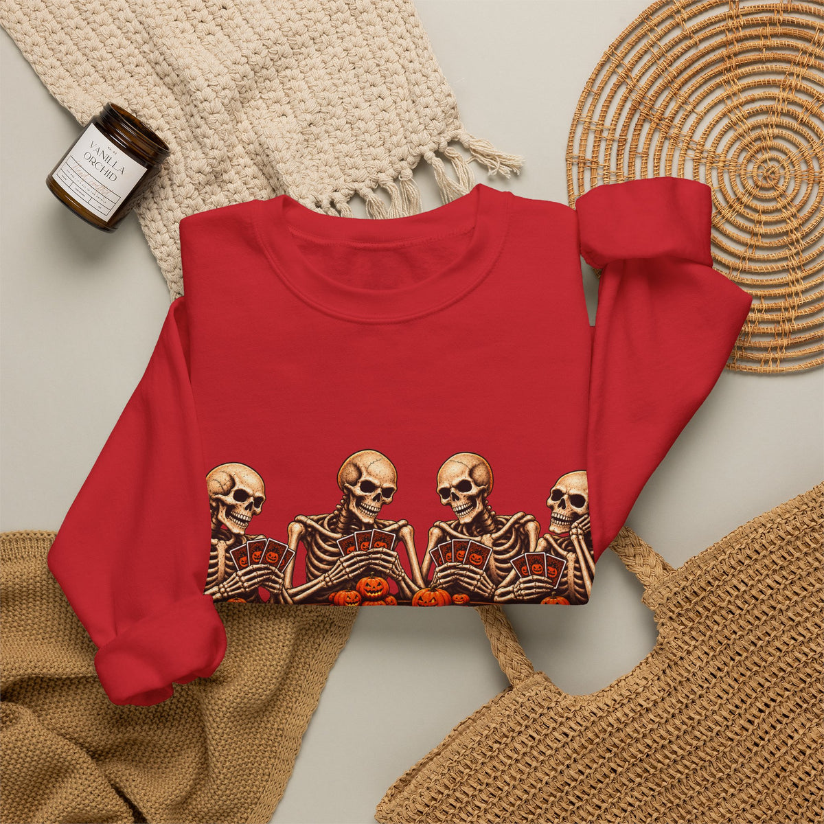 Halloween Skeleton Poker Full House | Crewneck Sweatshirt