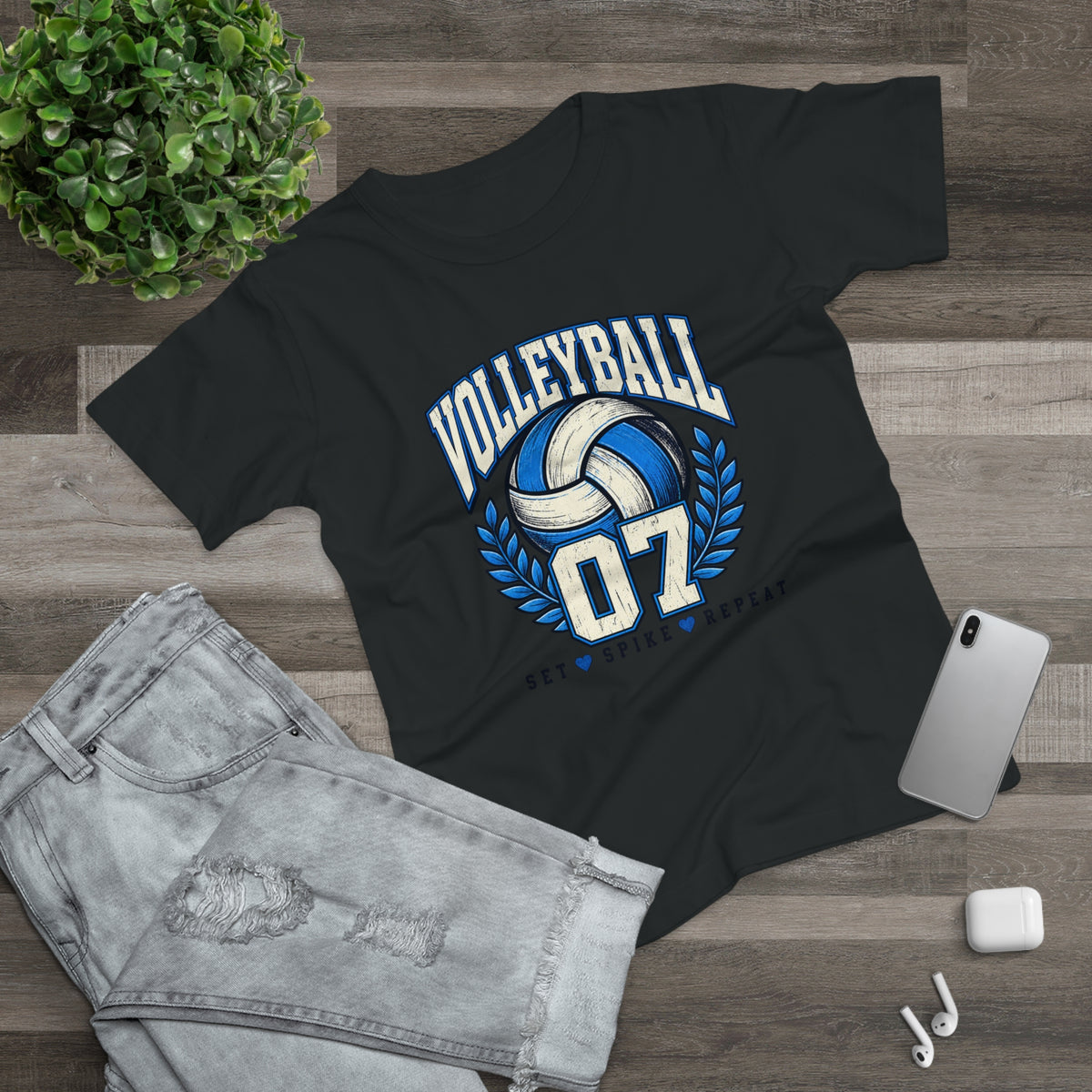 Volleyball 07 Women's T‑Shirt — Set • Spike • Repeat Athletic Tee