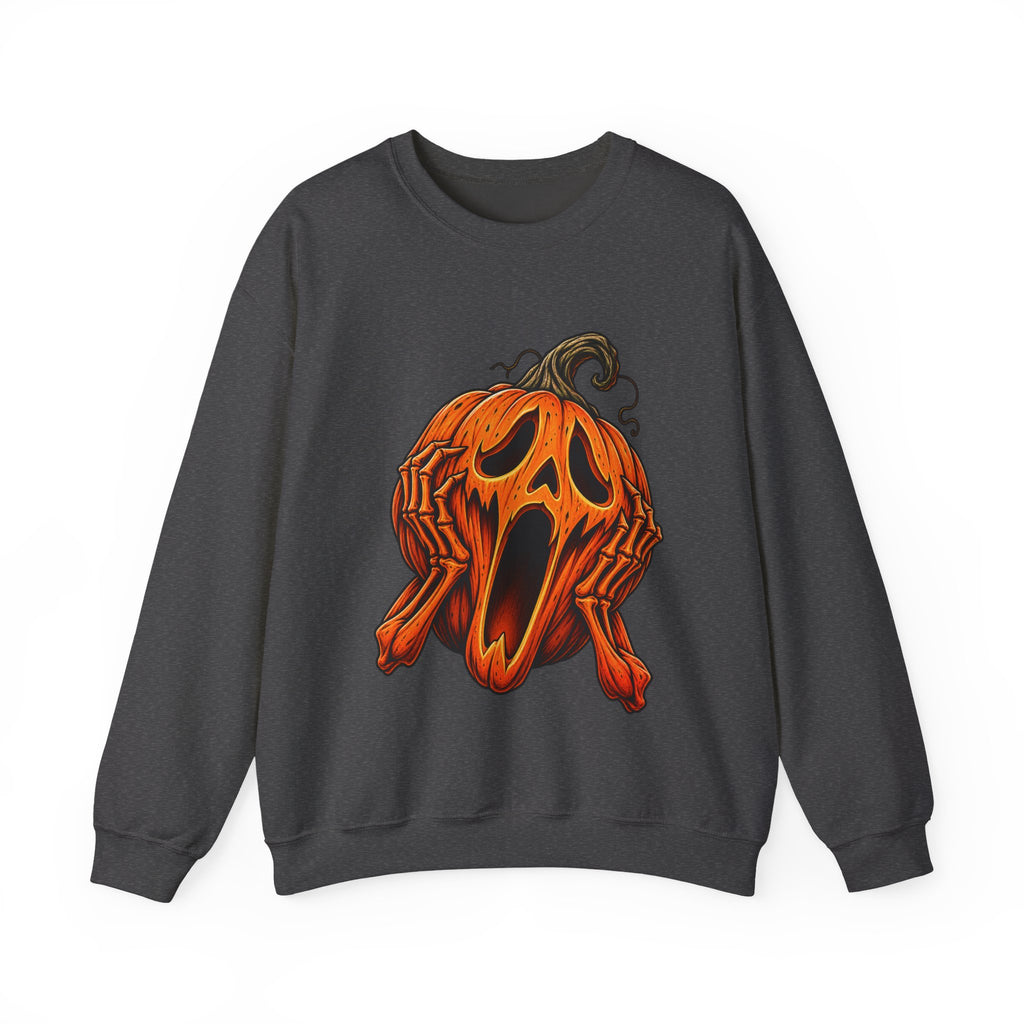 Halloween Screaming Jack-O-Lantern Crewneck Sweatshirt | Horror Pumpkin Sweater | Spooky Season Gift
