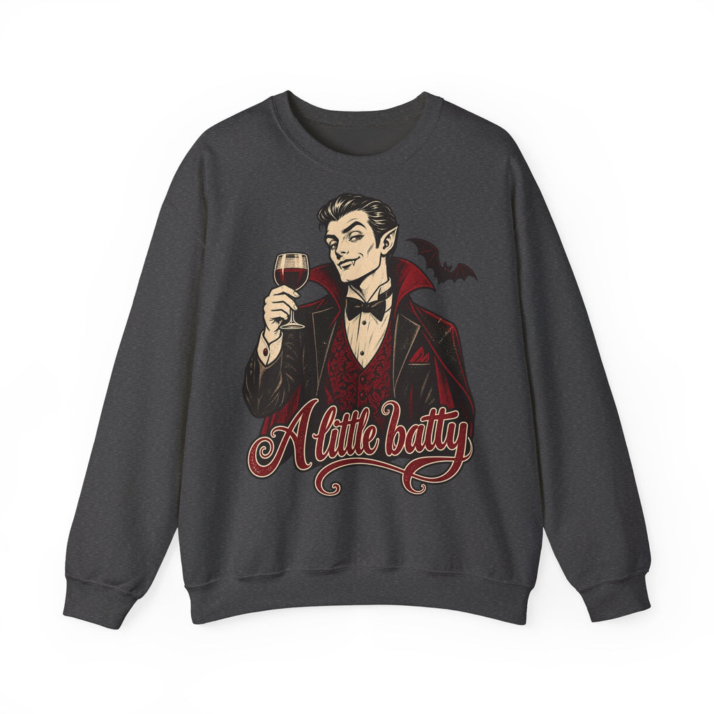Halloween A Little Batty Crewneck Sweatshirt | Vampire Gentleman Wine Sweater | Gothic Halloween Gift