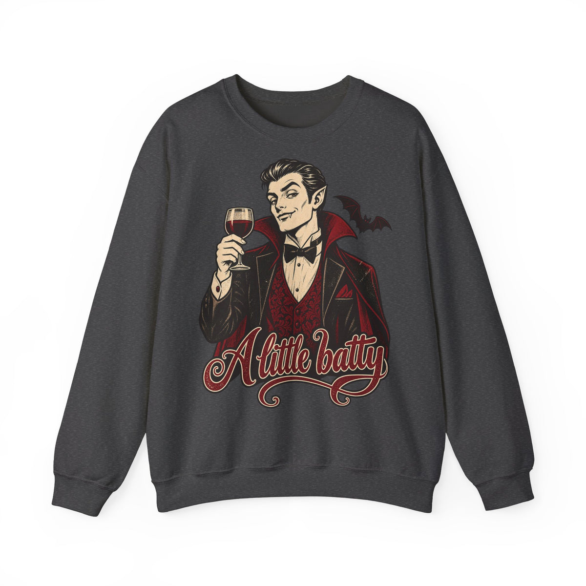 Halloween A Little Batty Crewneck Sweatshirt | Vampire Gentleman Wine Sweater | Gothic Halloween Gift