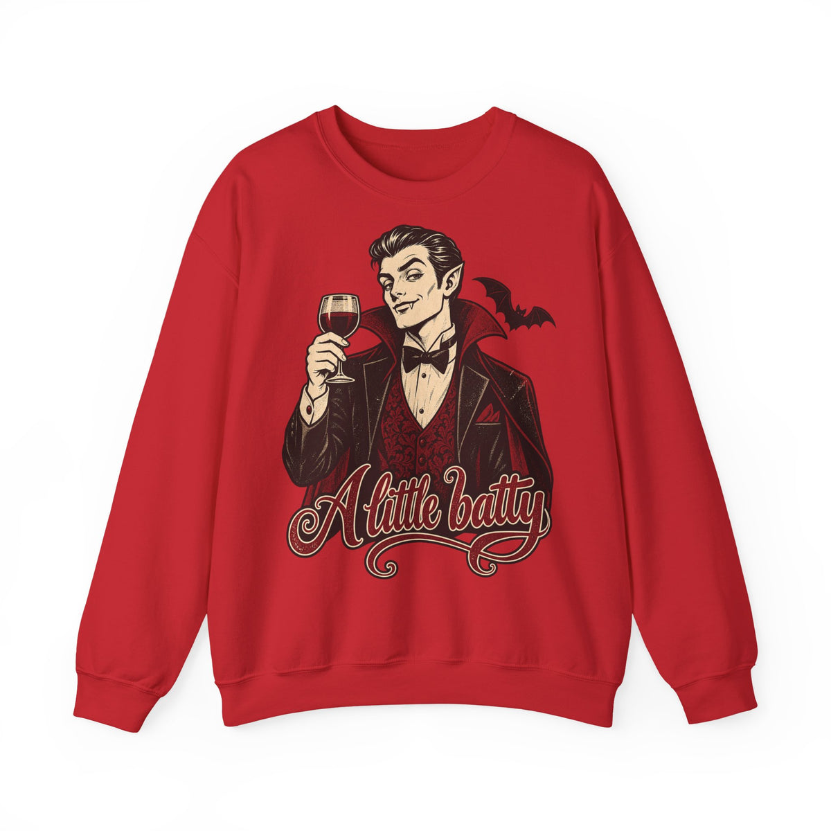 Halloween A Little Batty Crewneck Sweatshirt | Vampire Gentleman Wine Sweater | Gothic Halloween Gift