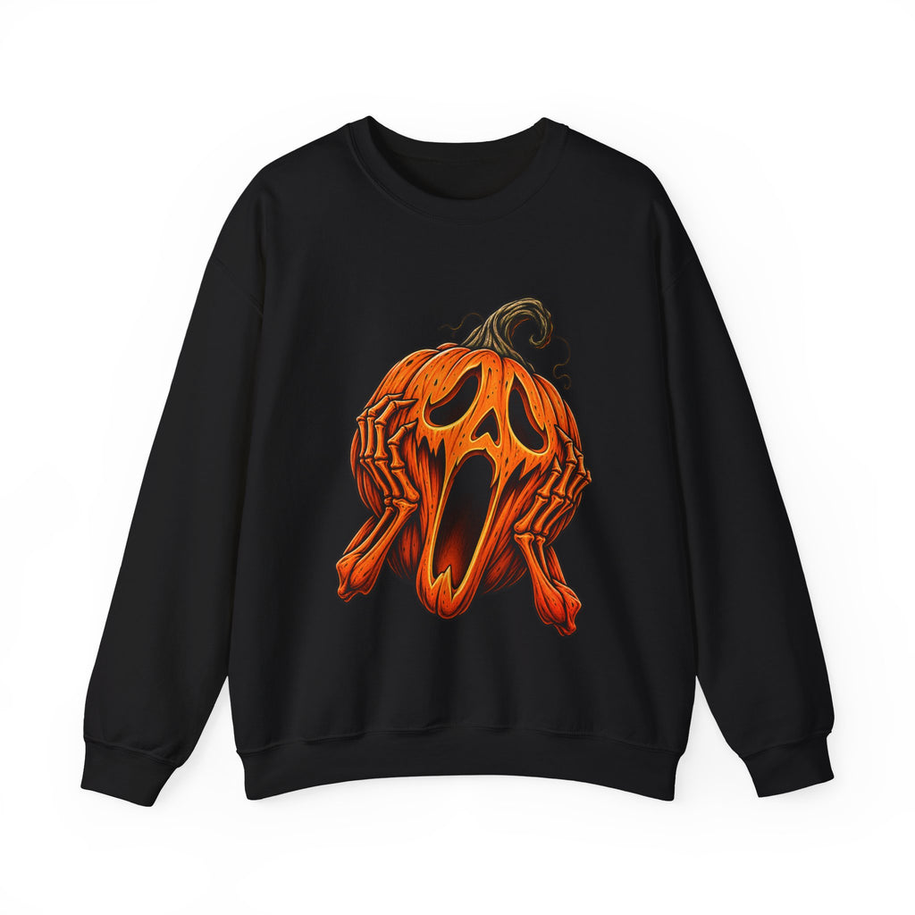 Halloween Screaming Jack-O-Lantern Crewneck Sweatshirt | Horror Pumpkin Sweater | Spooky Season Gift