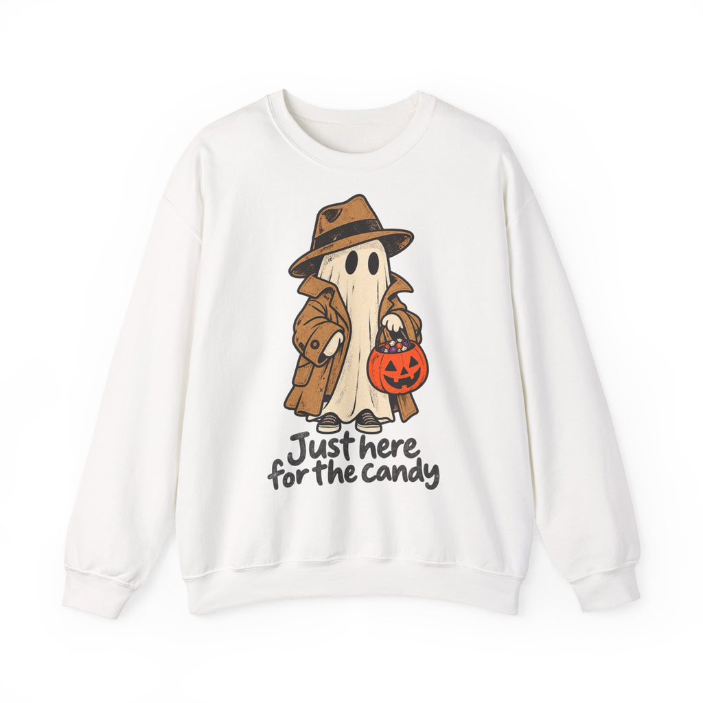 Funny Ghost Detective Halloween Crewneck Sweatshirt | Trick or Treat Candy Lover Gift