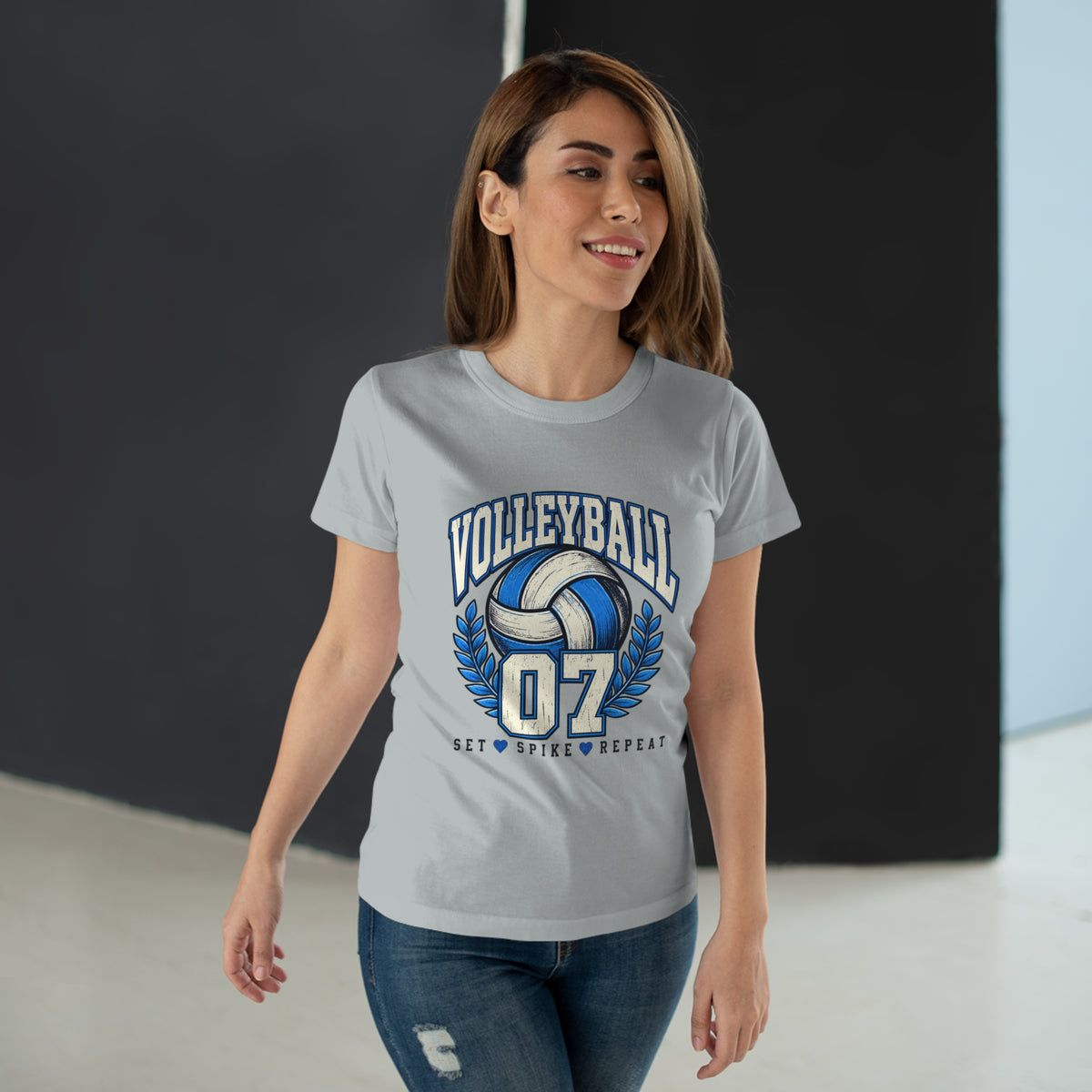Volleyball 07 Women's T‑Shirt — Set • Spike • Repeat Athletic Tee
