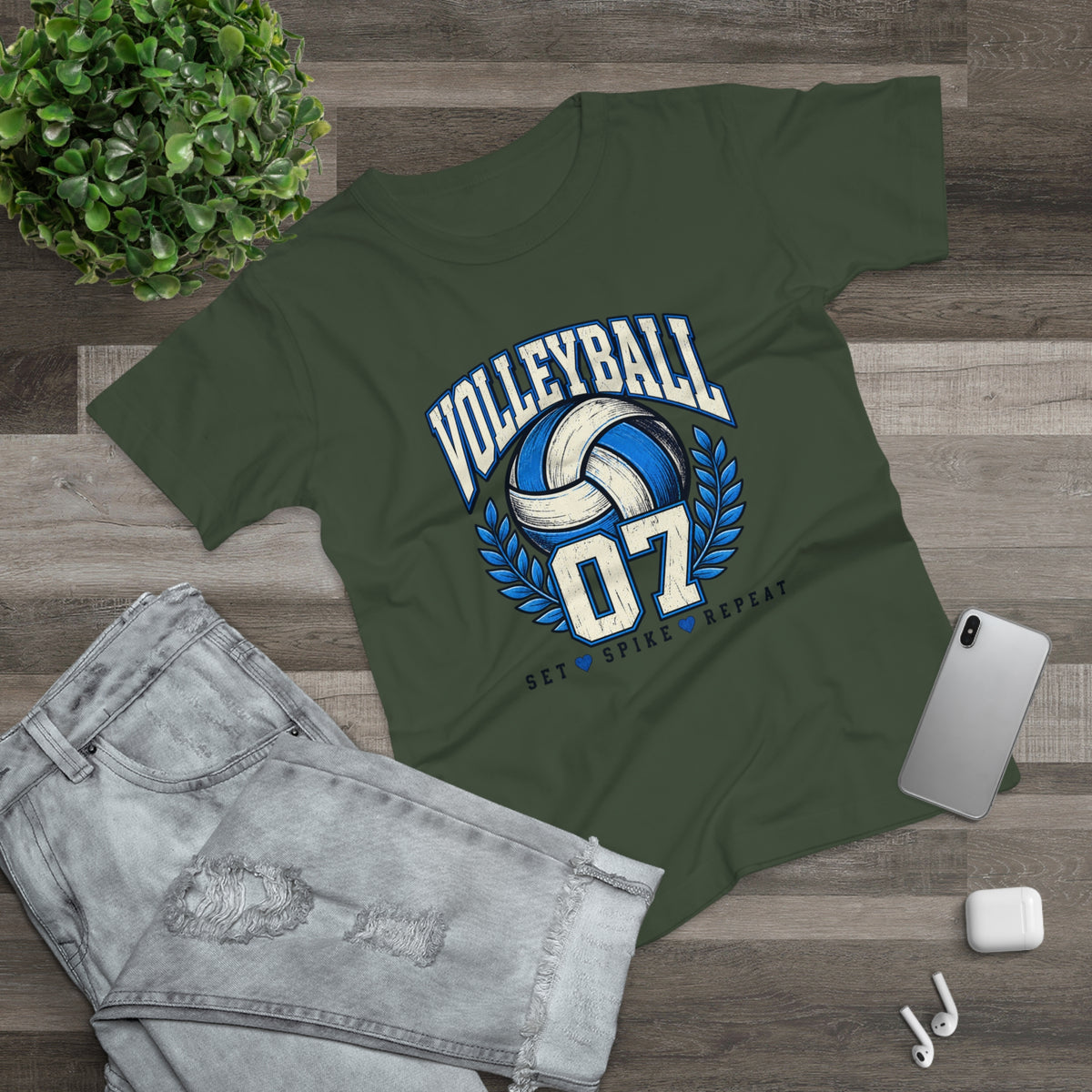 Volleyball 07 Women's T‑Shirt — Set • Spike • Repeat Athletic Tee