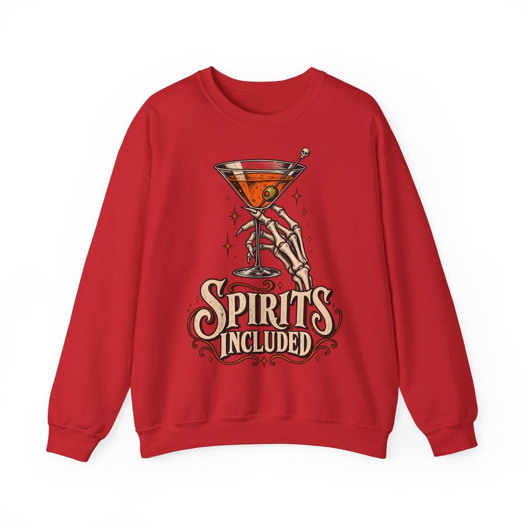 Halloween Spirits Included Crewneck Sweatshirt | Skeleton Cocktail Sweater | Spooky Martini Halloween Gift