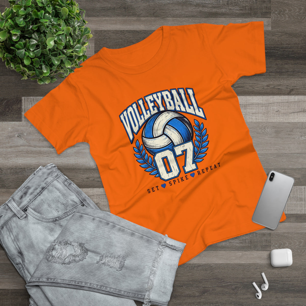 Volleyball 07 Women's T‑Shirt — Set • Spike • Repeat Athletic Tee