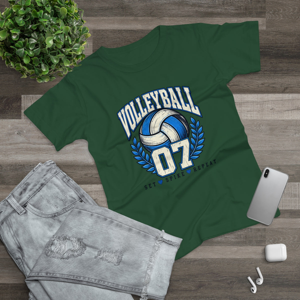 Volleyball 07 Women's T‑Shirt — Set • Spike • Repeat Athletic Tee