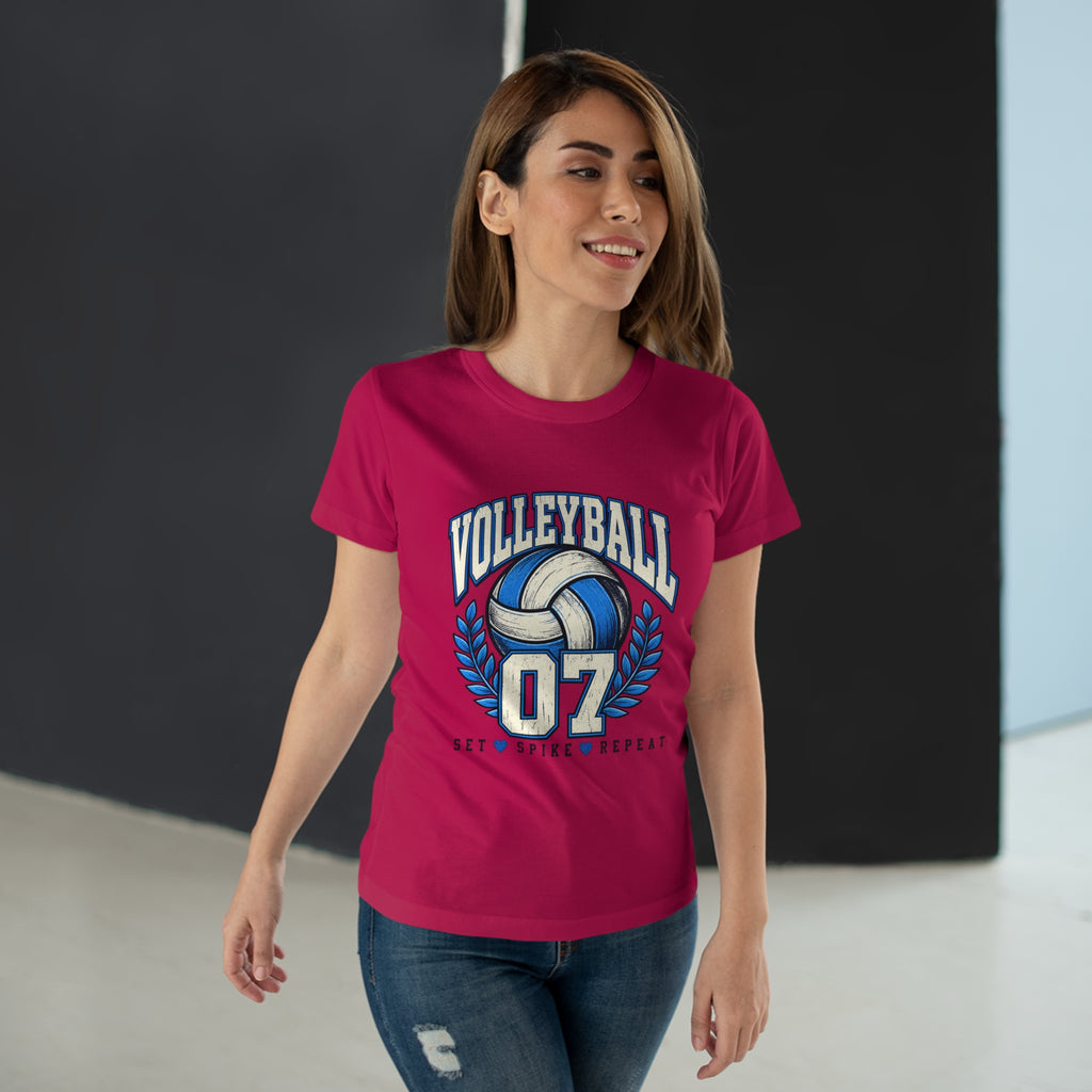 Volleyball 07 Women's T‑Shirt — Set • Spike • Repeat Athletic Tee