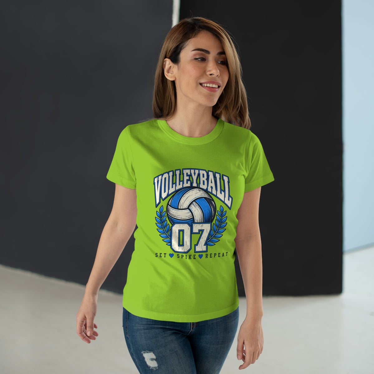 Volleyball 07 Women's T‑Shirt — Set • Spike • Repeat Athletic Tee