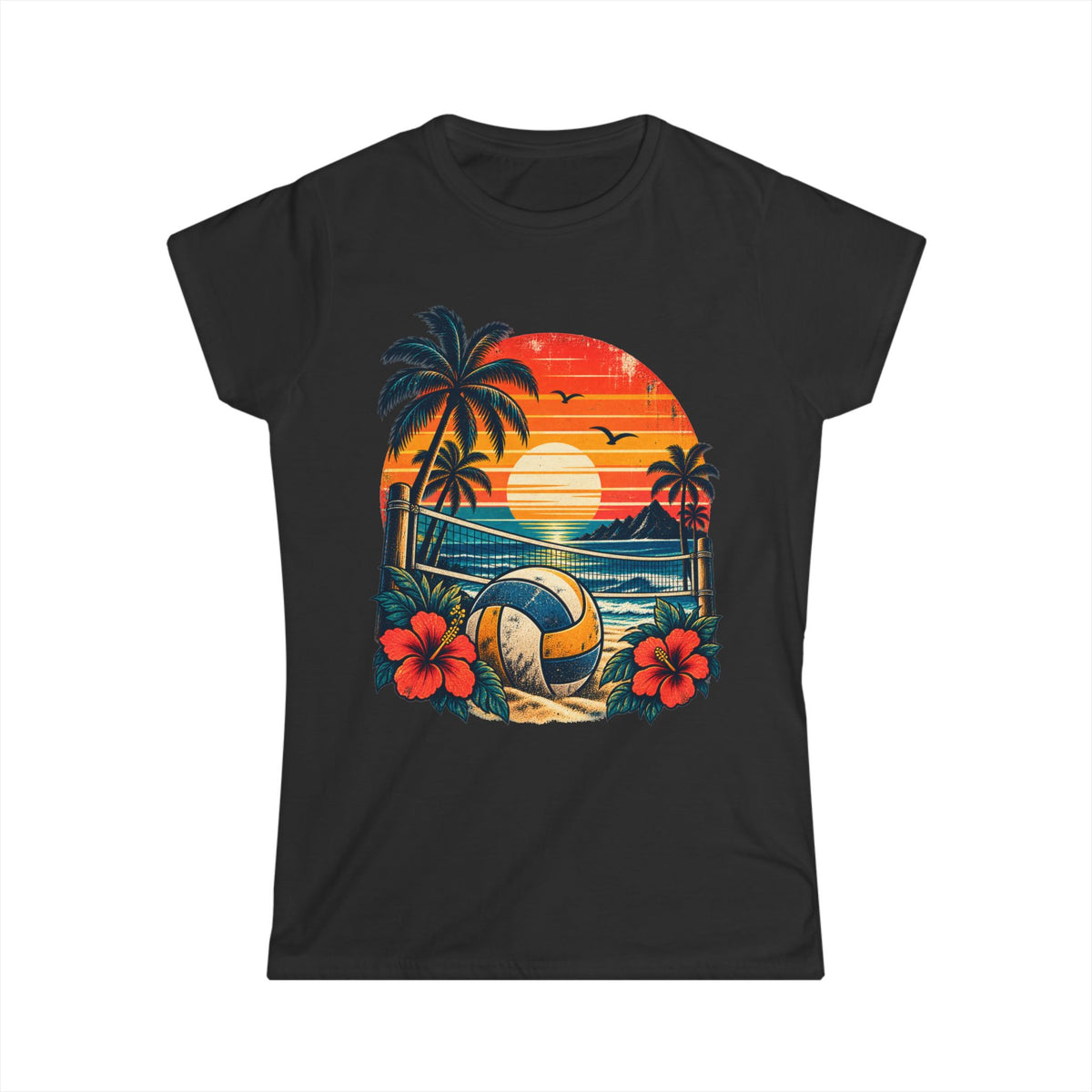 CHIRACHAYA - Distressed Retro Volleyball Sunset