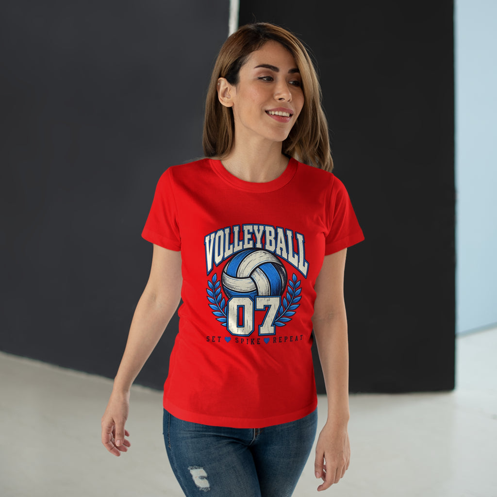 Volleyball 07 Women's T‑Shirt — Set • Spike • Repeat Athletic Tee