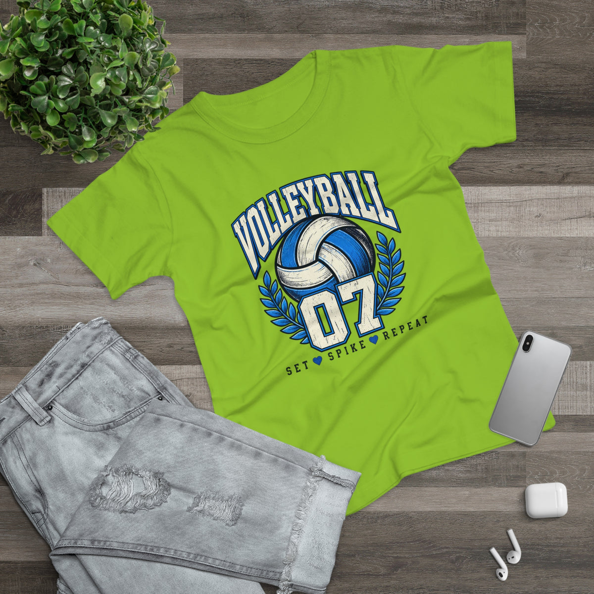 Volleyball 07 Women's T‑Shirt — Set • Spike • Repeat Athletic Tee