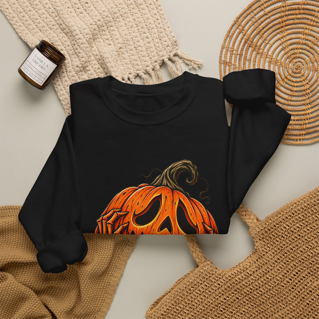 Halloween Screaming Jack-O-Lantern Crewneck Sweatshirt | Horror Pumpkin Sweater | Spooky Season Gift