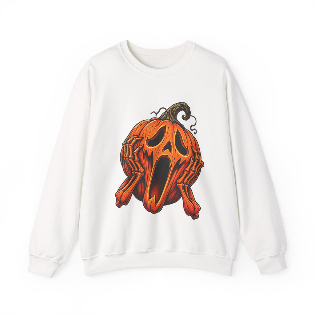 Halloween Screaming Jack-O-Lantern Crewneck Sweatshirt | Horror Pumpkin Sweater | Spooky Season Gift