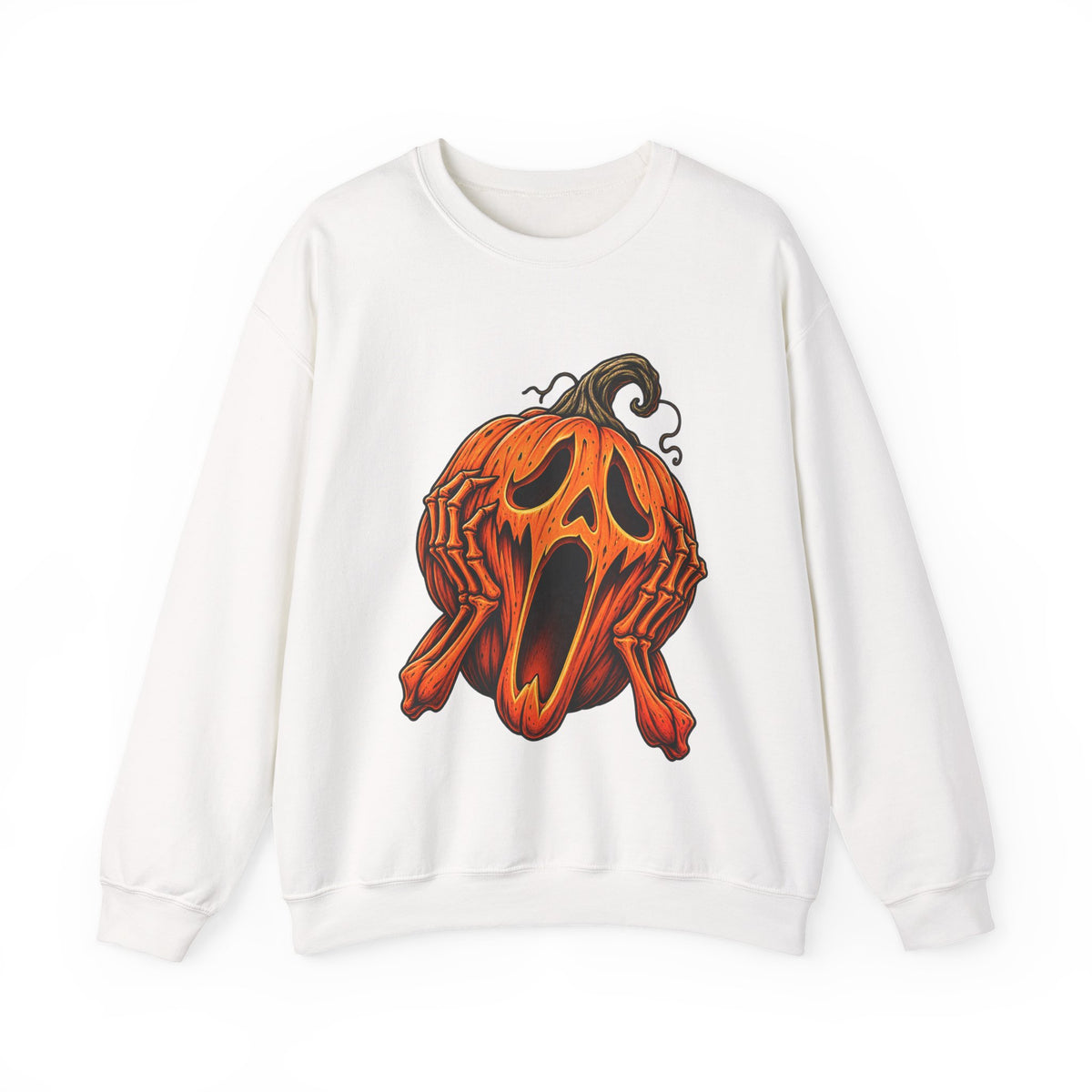 Halloween Screaming Jack-O-Lantern Crewneck Sweatshirt | Horror Pumpkin Sweater | Spooky Season Gift