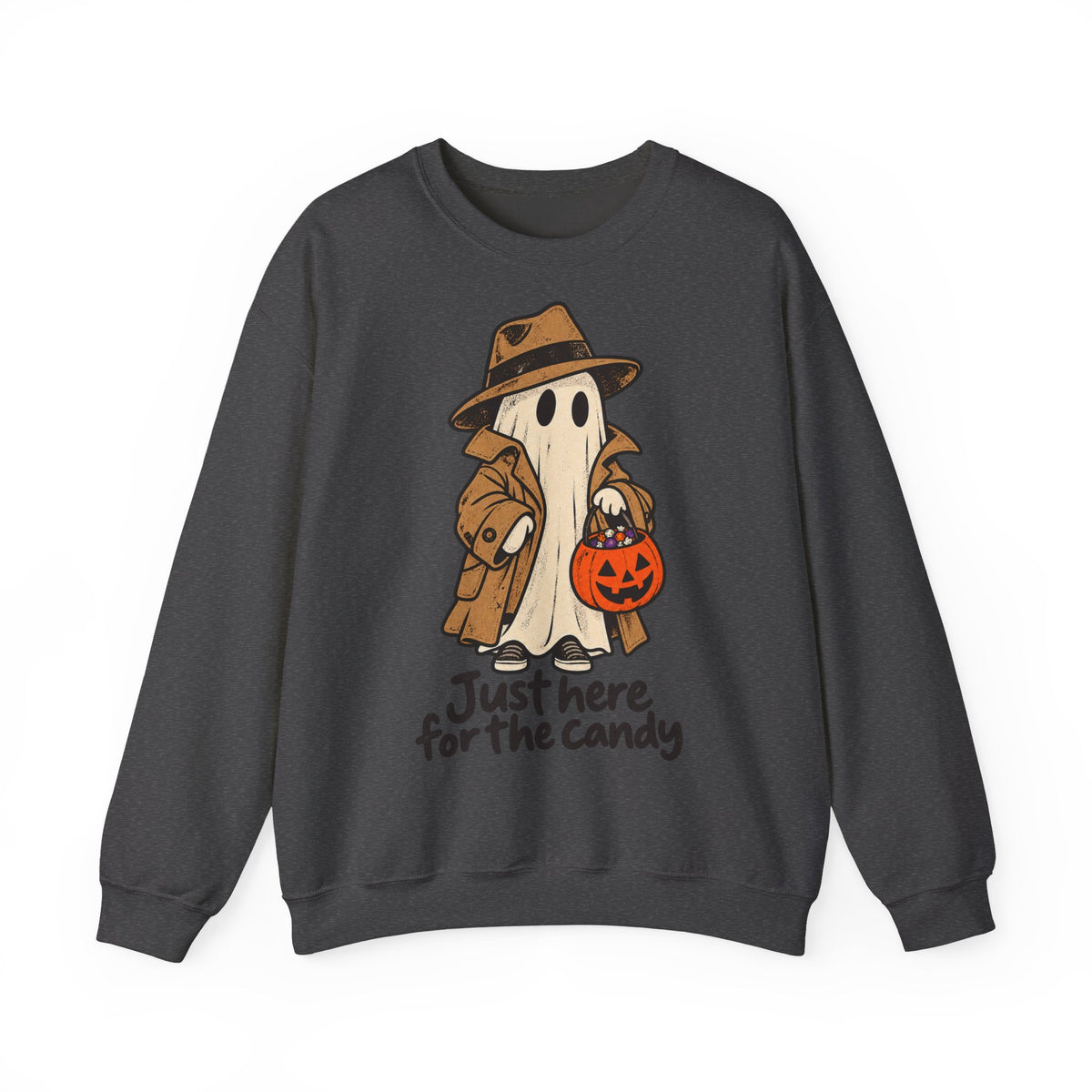 Funny Ghost Detective Halloween Crewneck Sweatshirt | Trick or Treat Candy Lover Gift