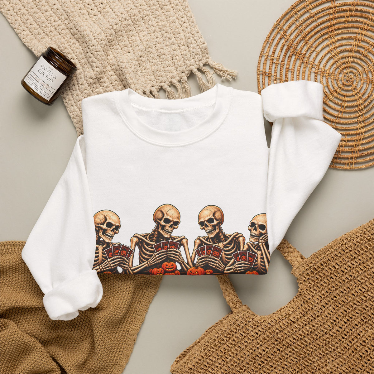 Halloween Skeleton Poker Full House | Crewneck Sweatshirt