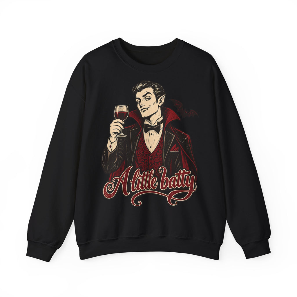 Halloween A Little Batty Crewneck Sweatshirt | Vampire Gentleman Wine Sweater | Gothic Halloween Gift