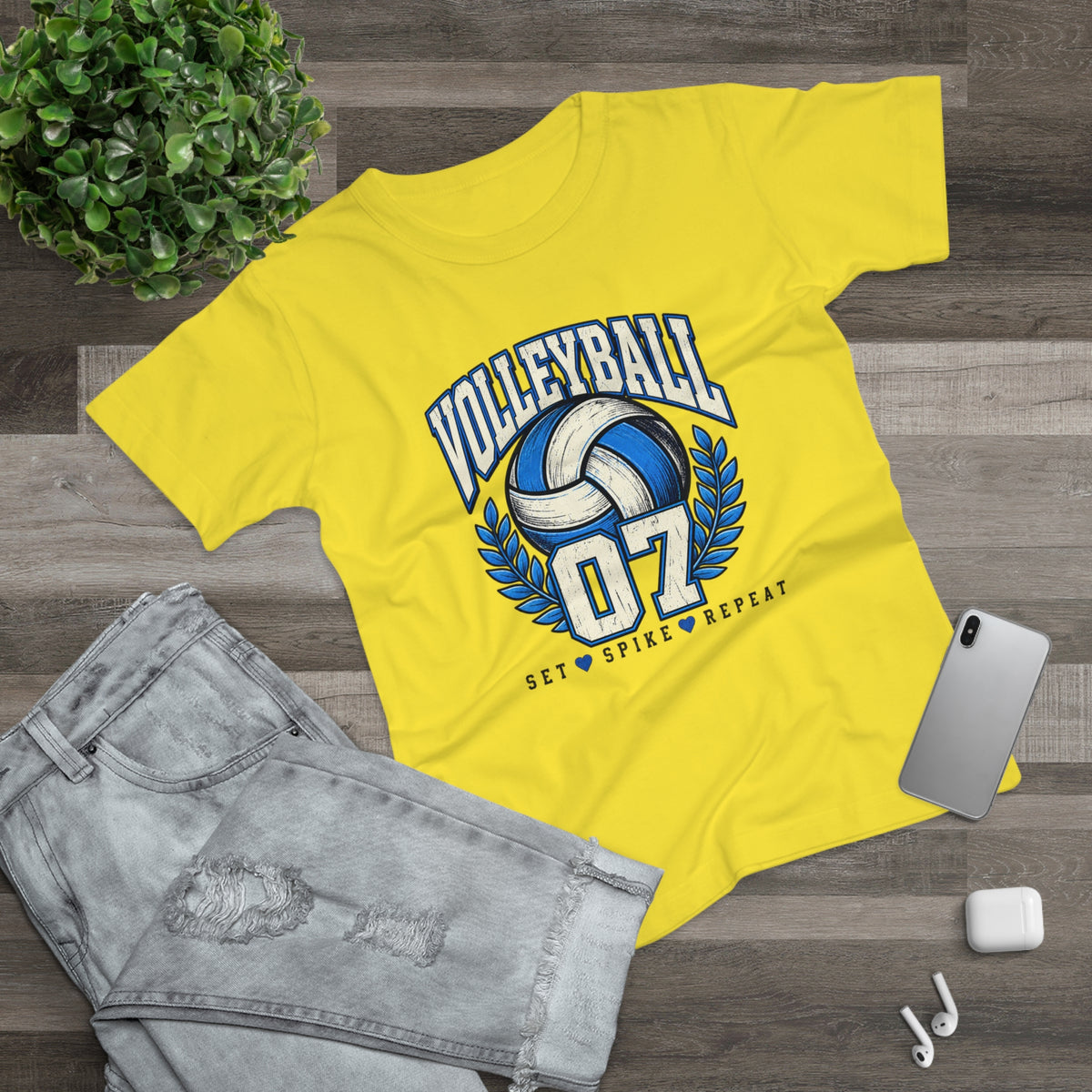 Volleyball 07 Women's T‑Shirt — Set • Spike • Repeat Athletic Tee
