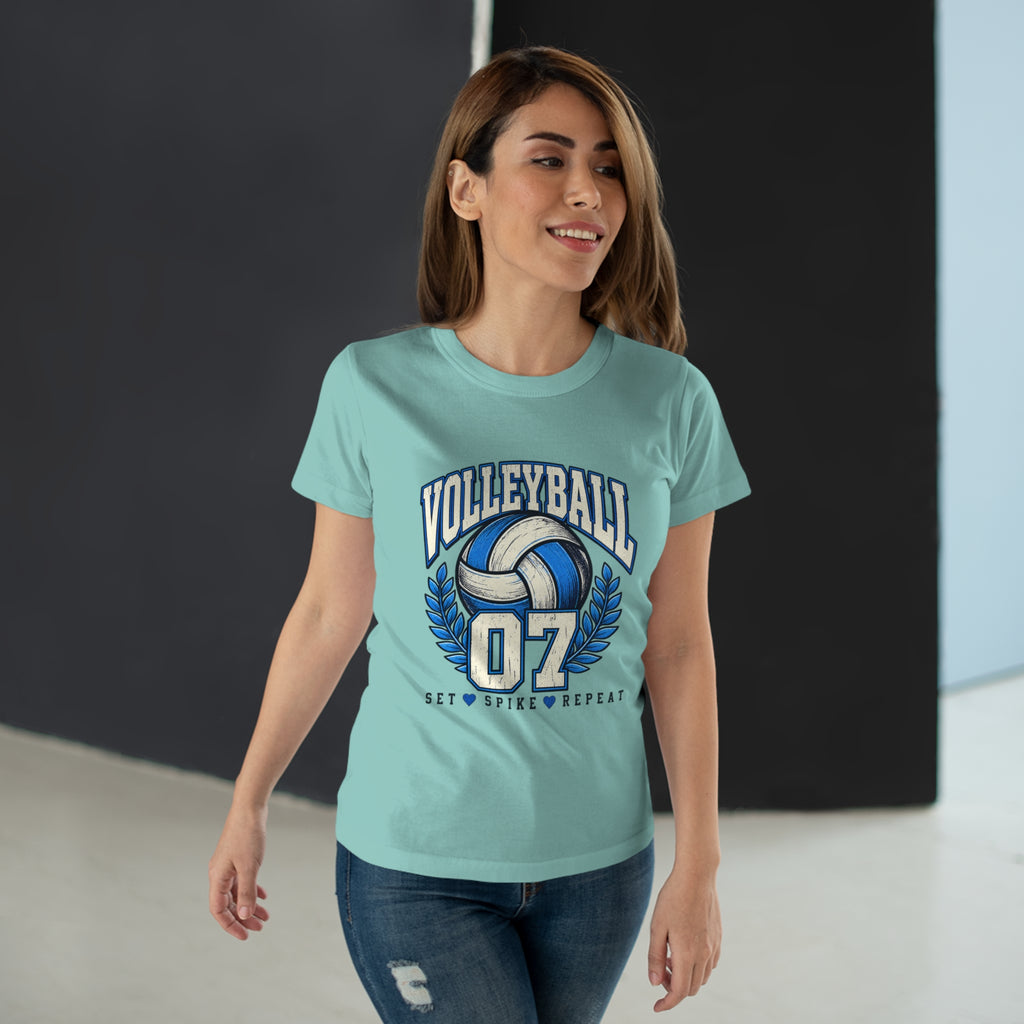 Volleyball 07 Women's T‑Shirt — Set • Spike • Repeat Athletic Tee