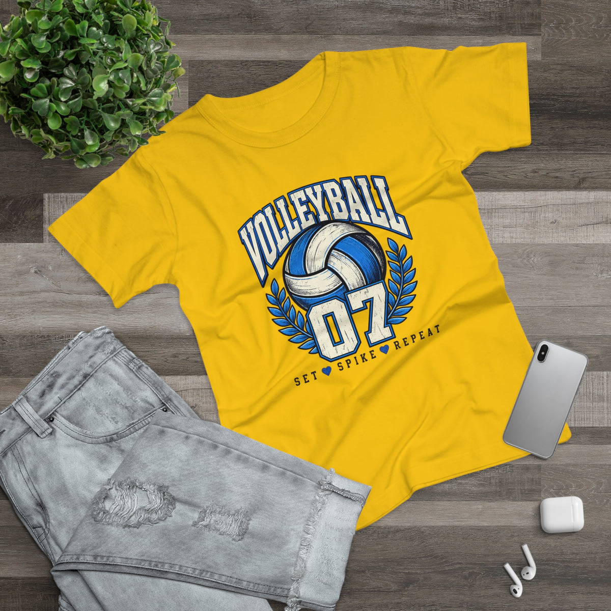 Volleyball 07 Women's T‑Shirt — Set • Spike • Repeat Athletic Tee