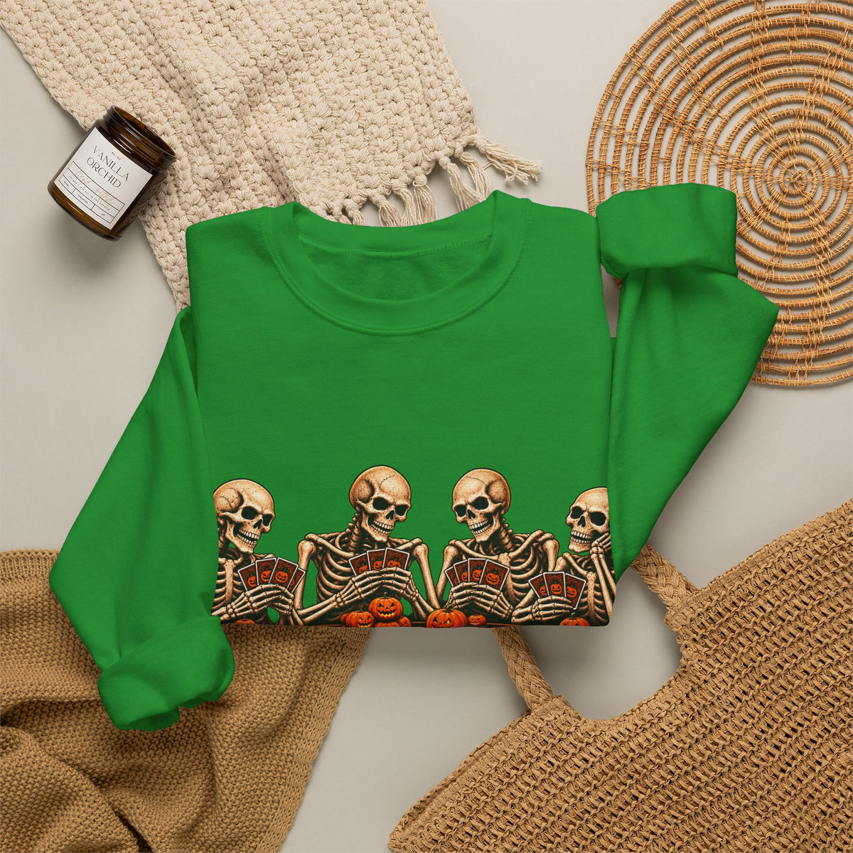 Halloween Skeleton Poker Full House | Crewneck Sweatshirt