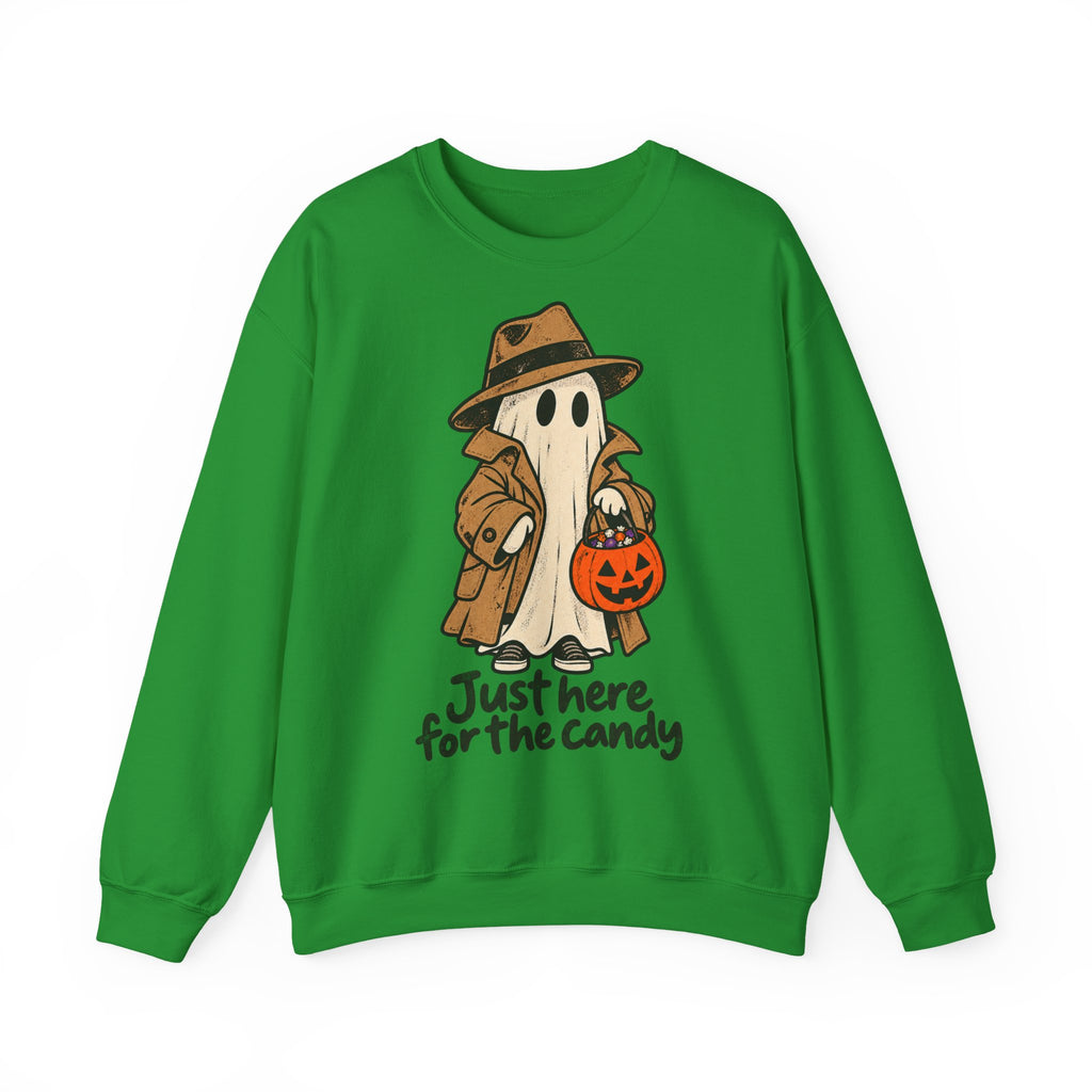 Funny Ghost Detective Halloween Crewneck Sweatshirt | Trick or Treat Candy Lover Gift