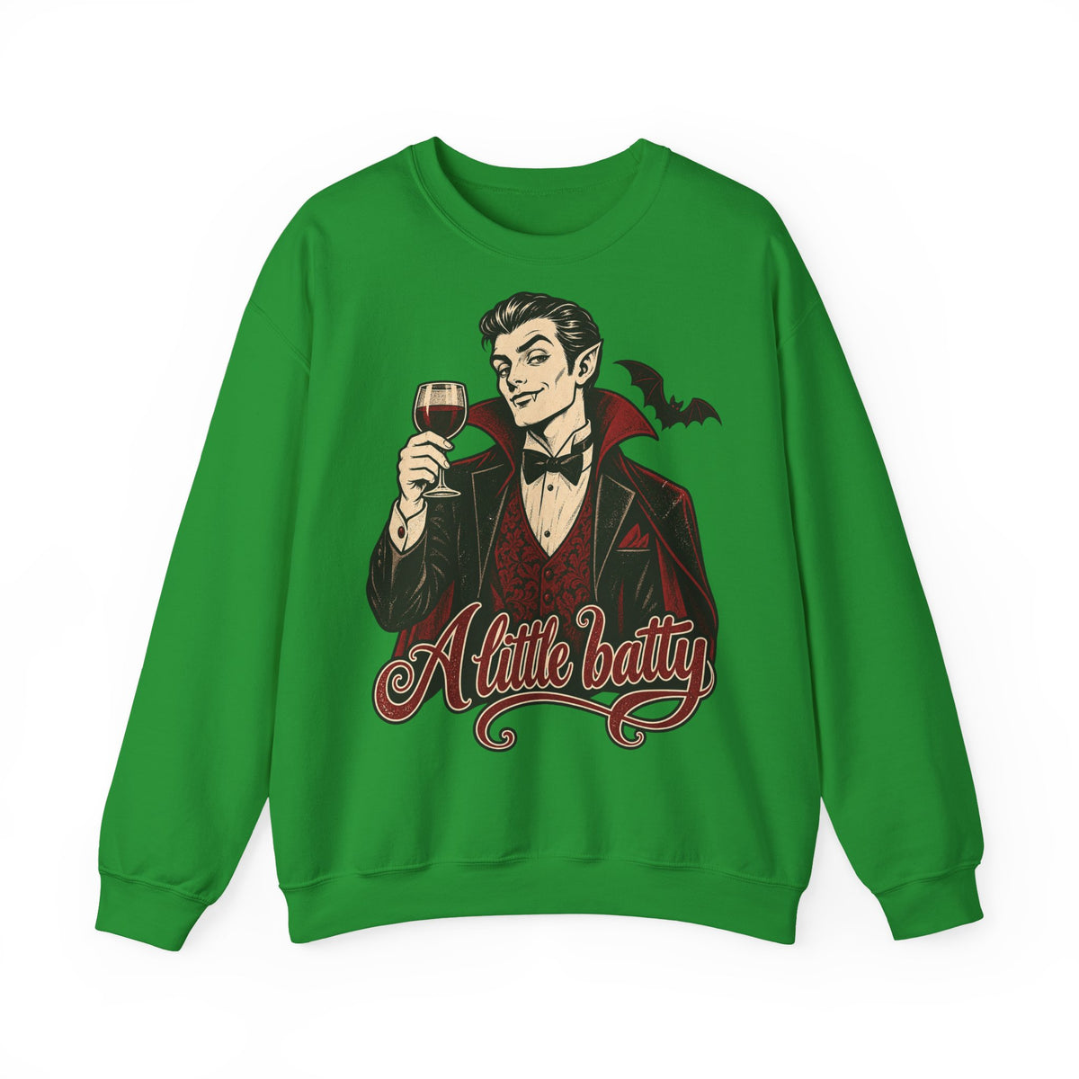Halloween A Little Batty Crewneck Sweatshirt | Vampire Gentleman Wine Sweater | Gothic Halloween Gift