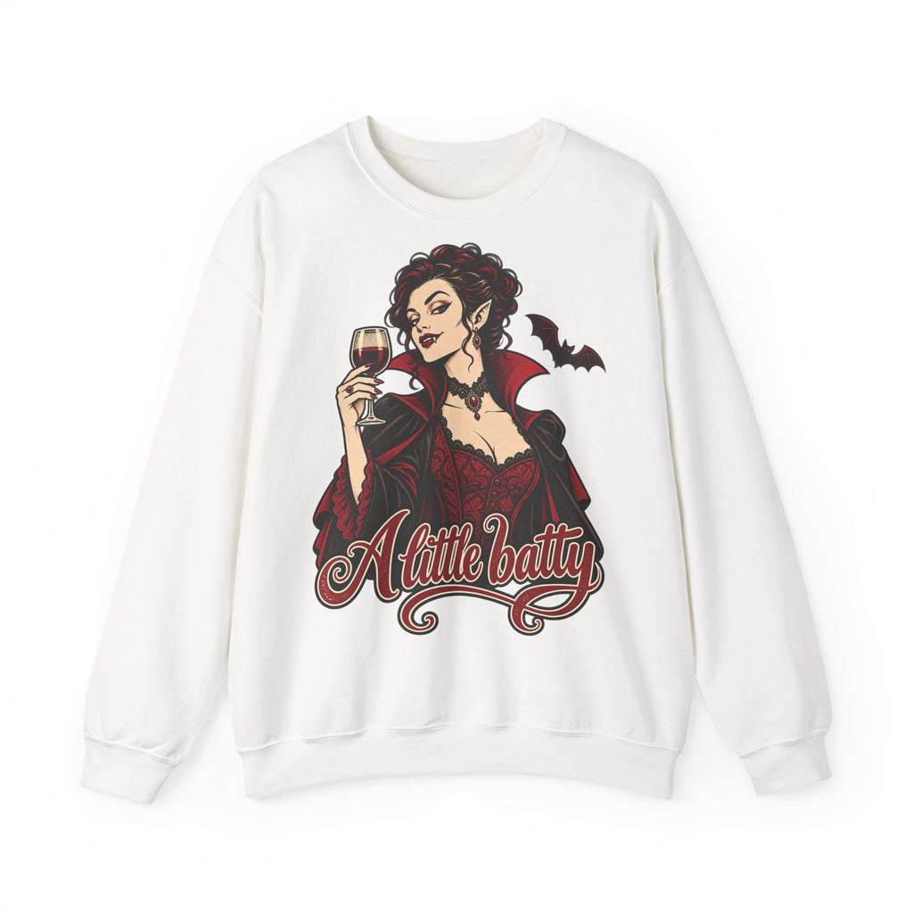 Halloween A Little Batty Too Crewneck Sweatshirt | Vampire Woman Wine Sweater | Gothic Halloween Gift