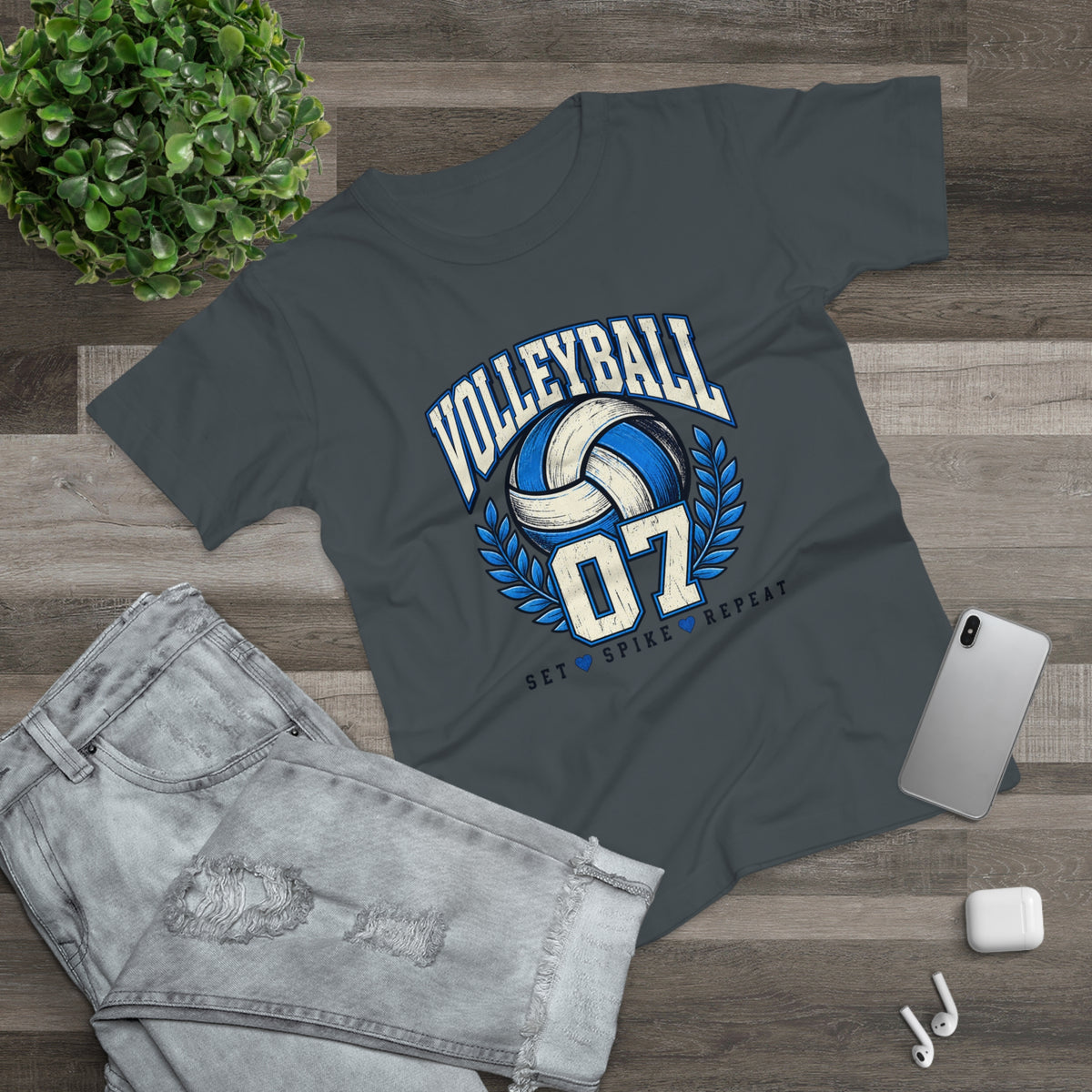 Volleyball 07 Women's T‑Shirt — Set • Spike • Repeat Athletic Tee