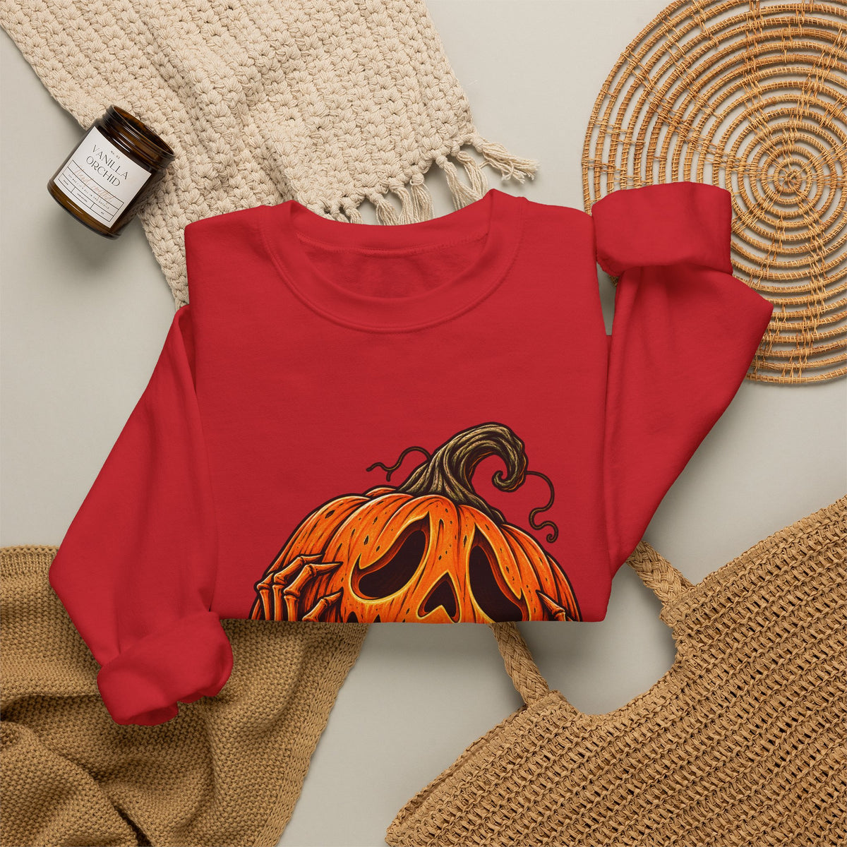 Halloween Screaming Jack-O-Lantern Crewneck Sweatshirt | Horror Pumpkin Sweater | Spooky Season Gift
