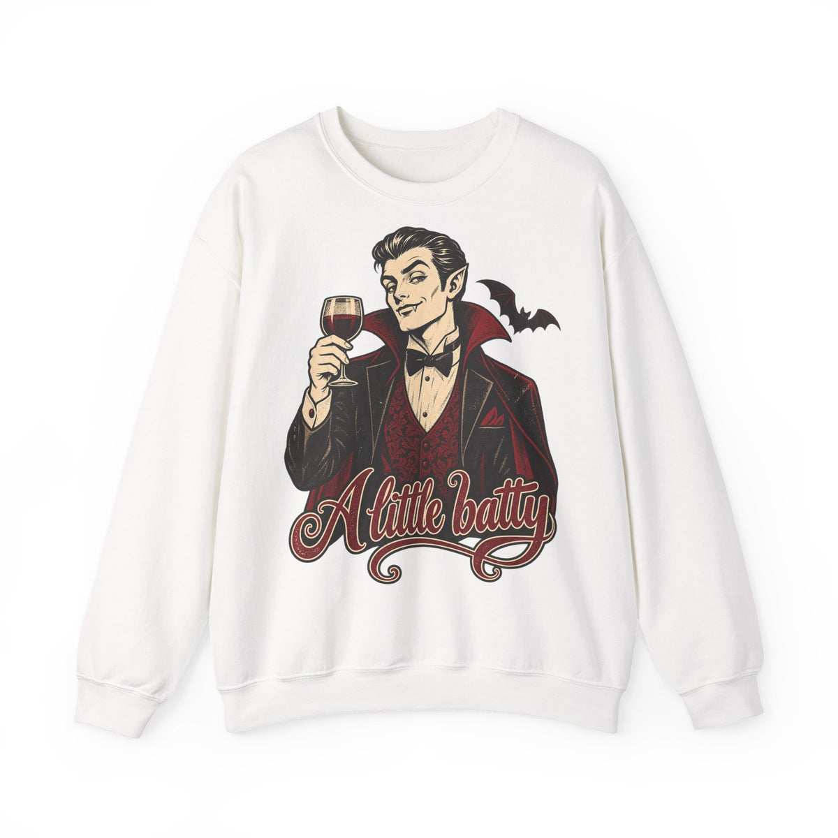 Halloween A Little Batty Crewneck Sweatshirt | Vampire Gentleman Wine Sweater | Gothic Halloween Gift