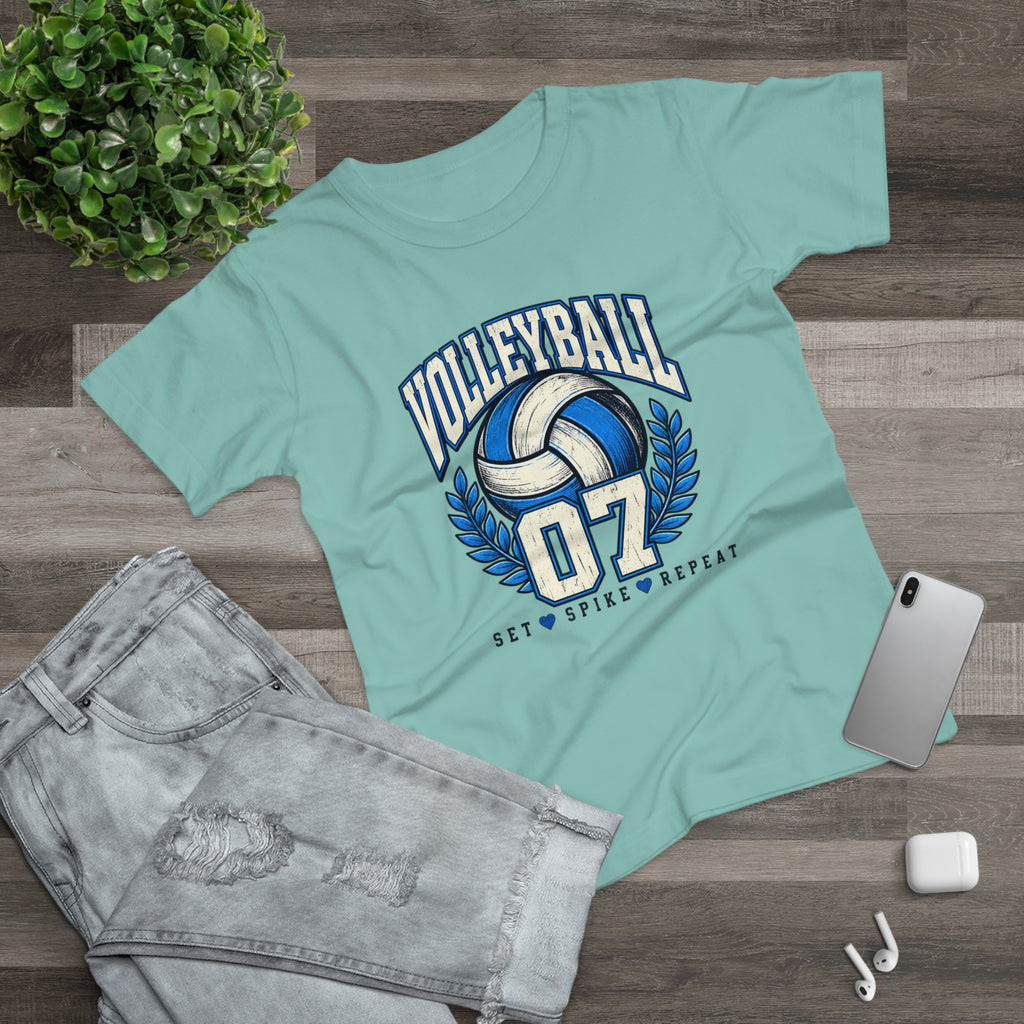 Volleyball 07 Women's T‑Shirt — Set • Spike • Repeat Athletic Tee