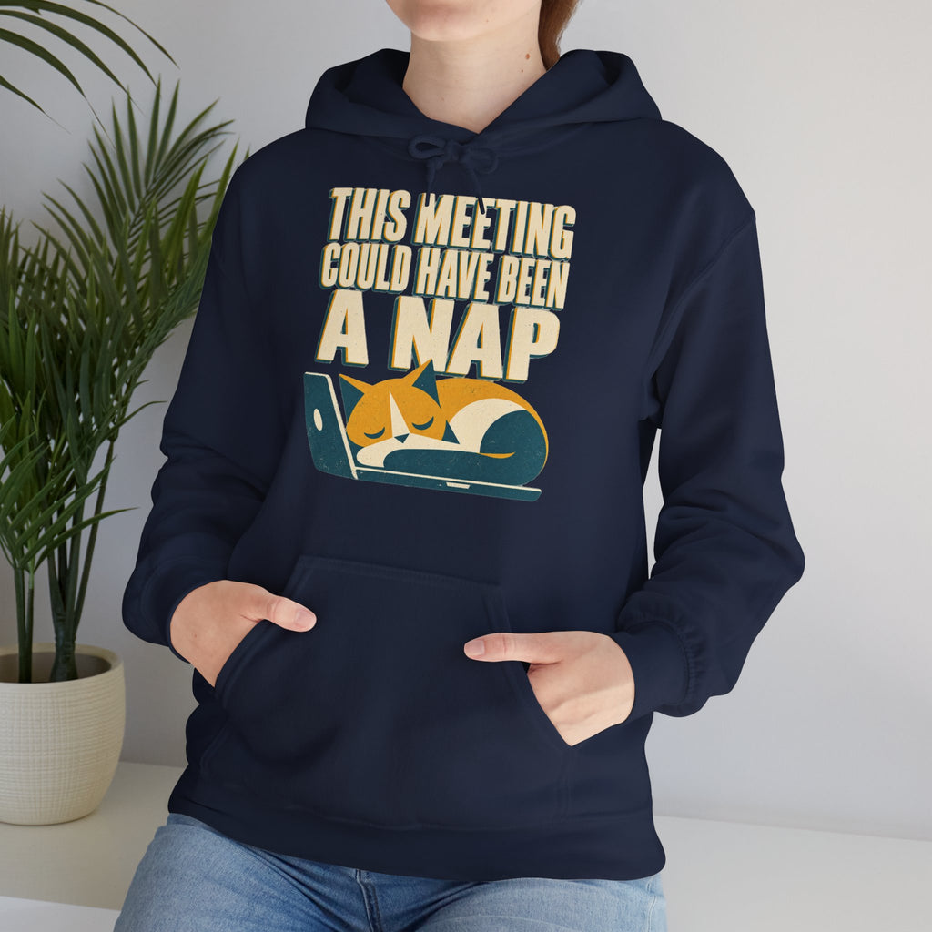This Meeting Could Have Been A Nap Hoodie | Sleeping Cat Laptop Design