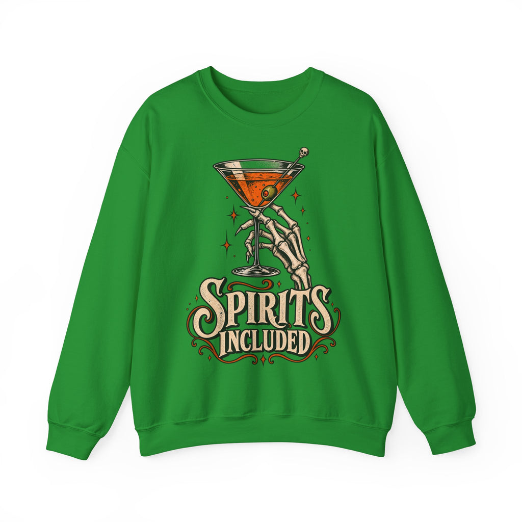 Halloween Spirits Included Crewneck Sweatshirt | Skeleton Cocktail Sweater | Spooky Martini Halloween Gift
